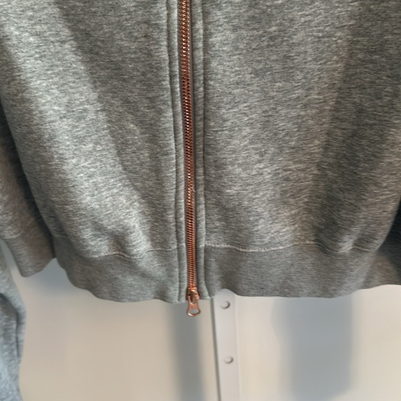 Nike Rose Gold and Gray Cropped Back Zip Sweatshirt, Sz Small - Picture 5 of 7